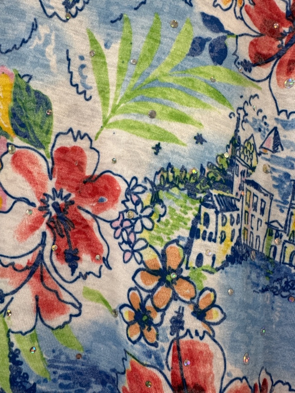 Cathy Daniels Floral Embellished Top w/ Fun Summer Colors - Women's Size Large - Picture 6 of 6